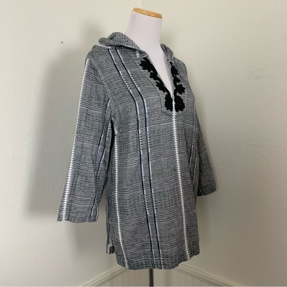 Tommy Bahama Cotton Pullover Hoodie Soutache Women’s M Beachy Baja Hood Coastal - Picture 6 of 17